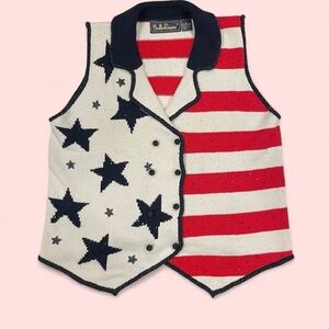Vintage 80’s USA ‘Merica double breasted beaded stars and stripes sweater vest